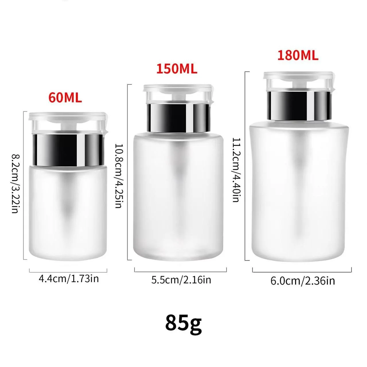 60/150/180/250ml Nail Refillable Bottles Empty Press Pump Dispenser Nail Art Polish Remover Cleaner Makeup Bottle Manicure Tool