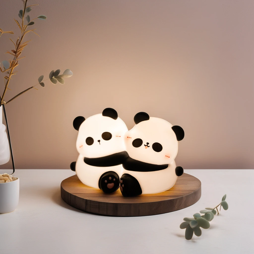 Cute Panda Silicone Pat Sensor Touch Led Rechargeable Bed Night Light Lamp for Kids Baby Children Bedroom