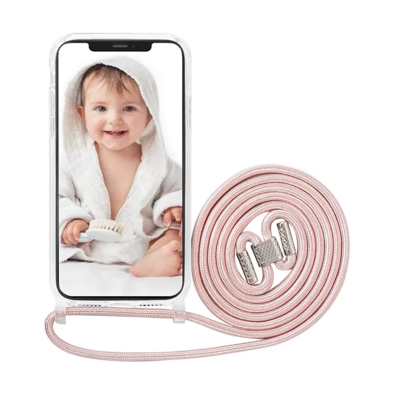 Adjustable Shockproof Crossbody Necklace Tpu Clear Mobile Phone Case Cover with Shoulder Strap For Phone 6 7 8 X XS Max XR
