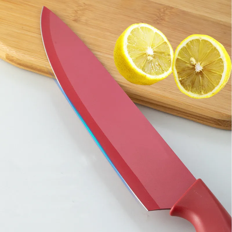 6 PCS Colorful Kitchen Knife Non-stick Coating Home  Stainless Steel Kitchen Knife Set