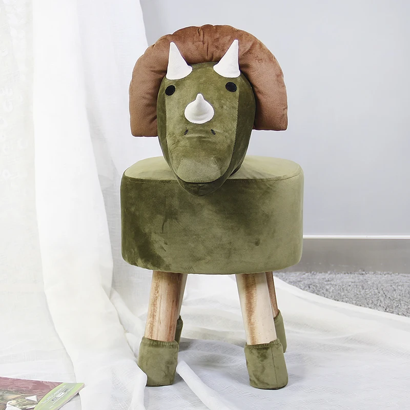 HStex Baby Living Room Furniture Cute Pet Kids Storage Child Stool Cute Animal Shape Wooden Stool Ottoman Footstool for Children
