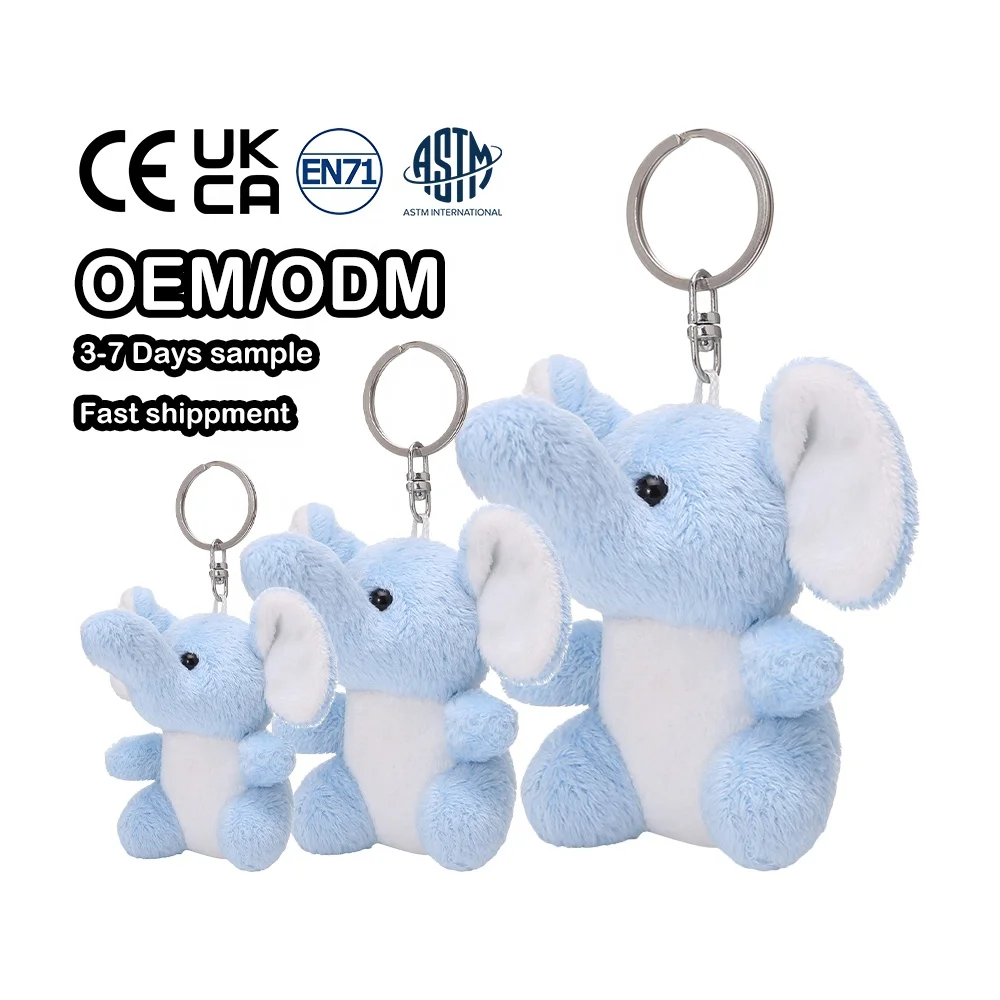 Светло-голубой слон плюшевая мягкая игрушка оптовая продажа мини-игрушка плюшевый брелок