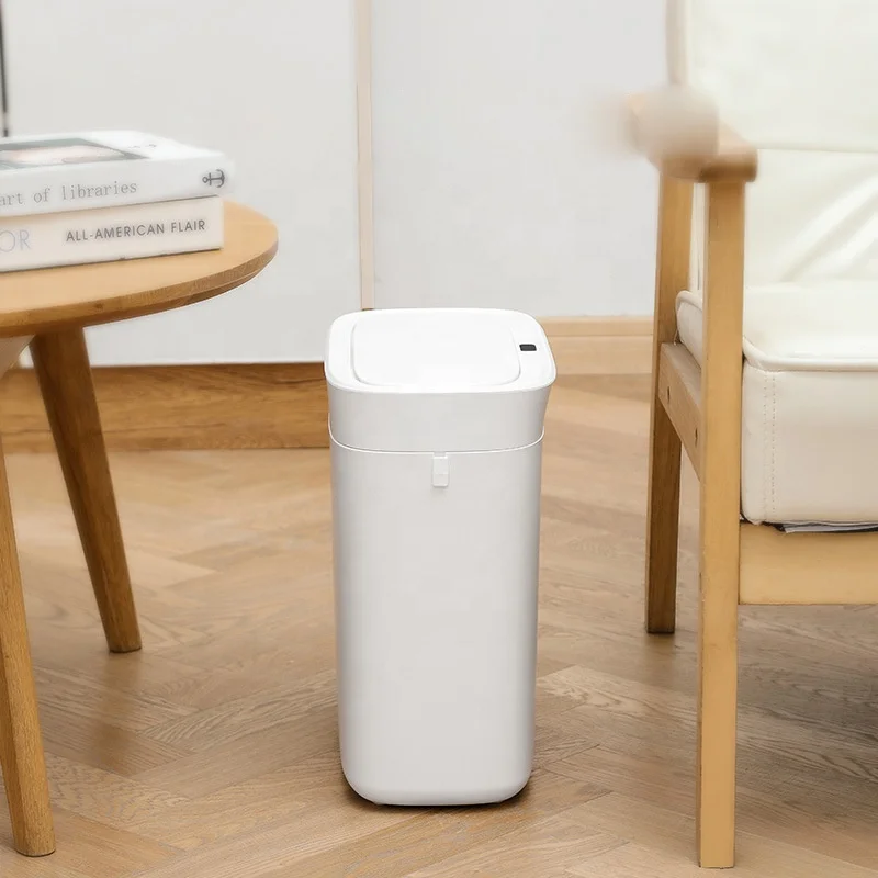 Smart garbage can trash Bin Indoor automatic intelligent ABS bathroom kitchen for home with Lid 3.5 Gallon sensor Plastic Slim