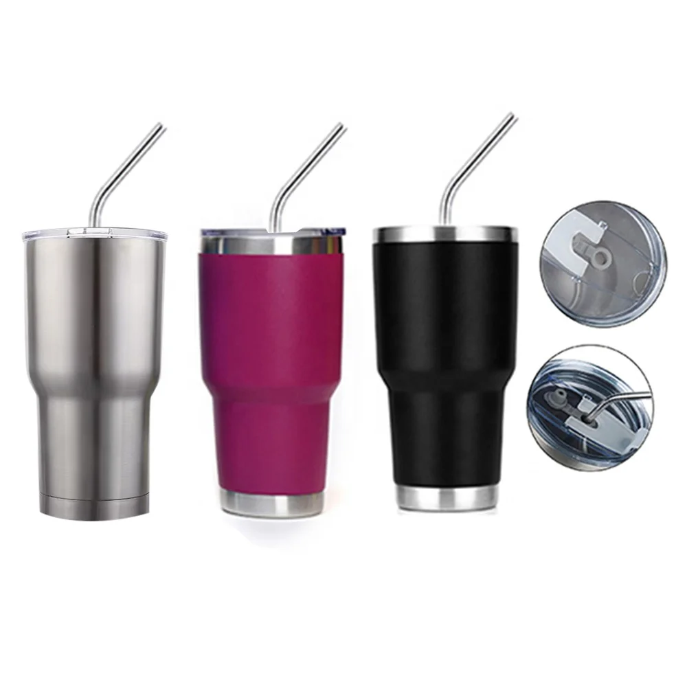 wholesale bulk 30oz double wall insulated stainless steel wine  tumbler cups with straw