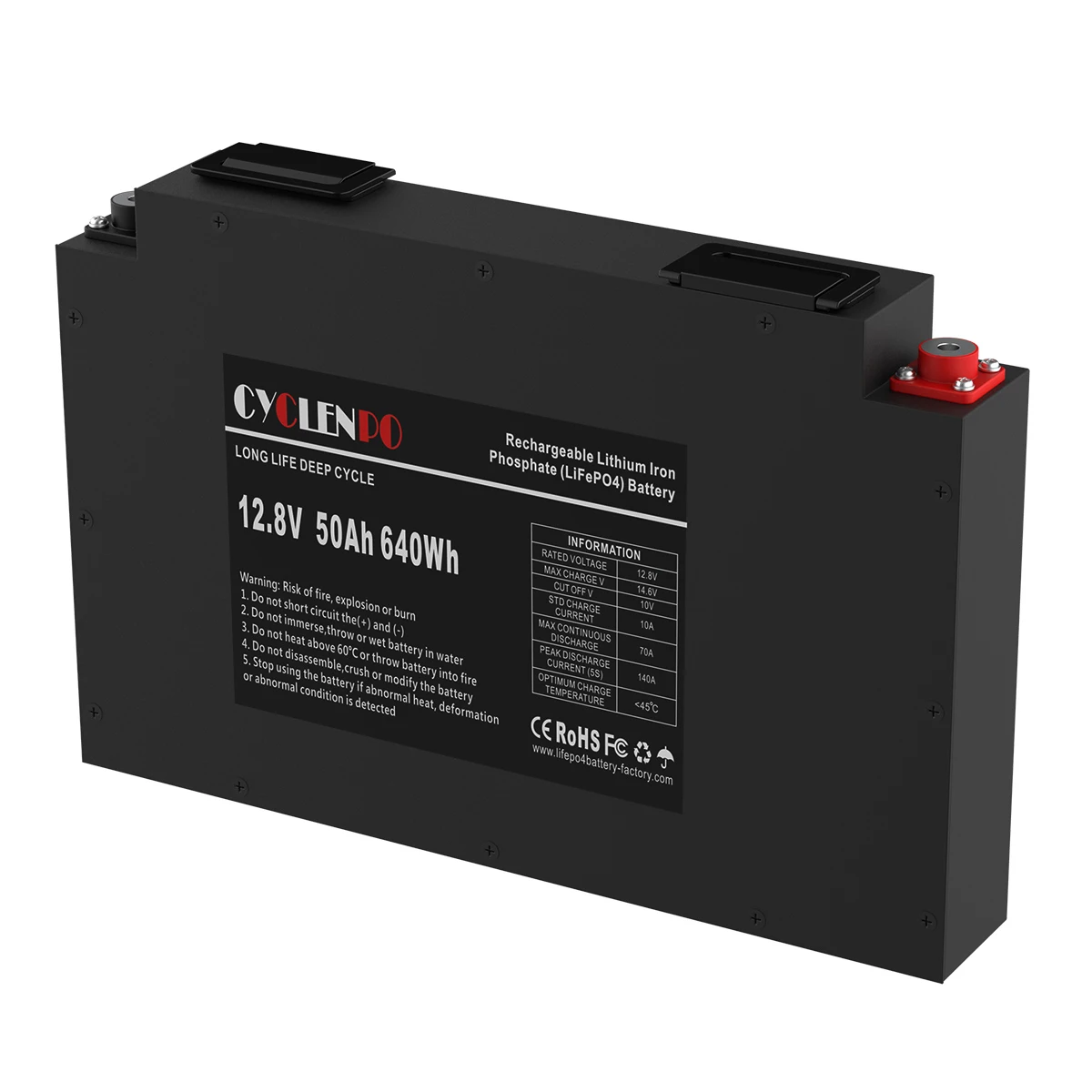 Deep cycle ultra slimline 12v 50ah lifepo4 battery for vehicle/off-road