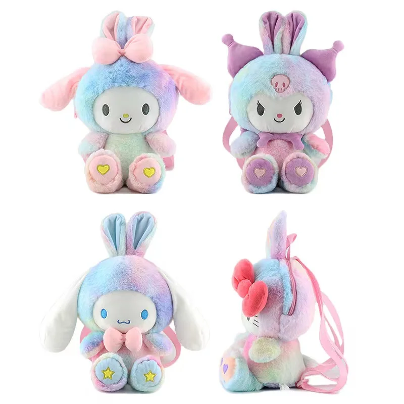 Cartoons Anime Kawaii Sanrio Cinnamoroll Kuromi My Melody Plush Backpack Doll Plushie Stuffed Schoolbag