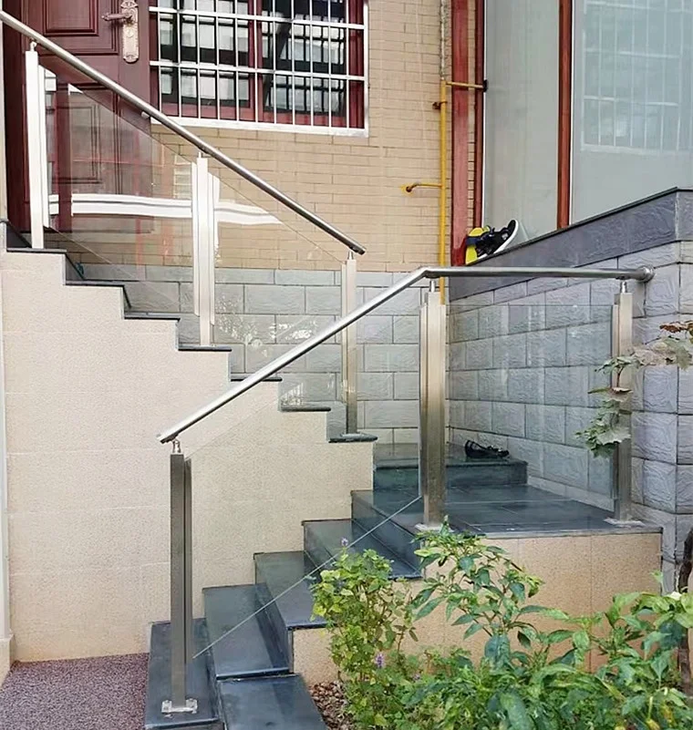 Hotel Apartment Villa Outdoor Aluminum Double Triple Glaze Balcony Stair Glass Rail Balustrades Railing Handrail Design