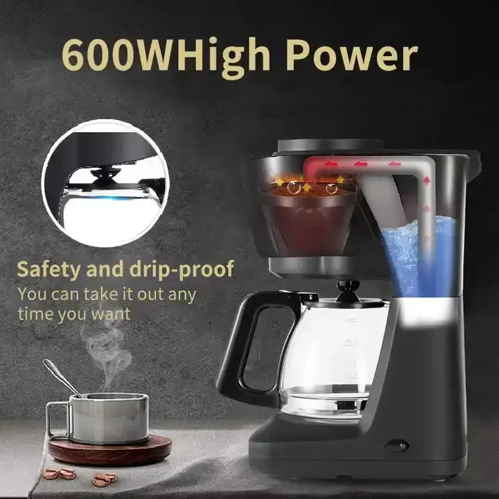 American style fully automatic grinding integrated coffee machine household office electric drip coffee maker with timer