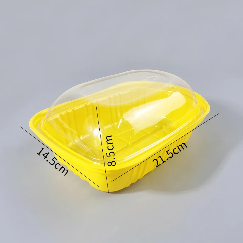 Customizable yellow roasted chicken packaging box with lid disposable food container Thickened PP material takeout box.