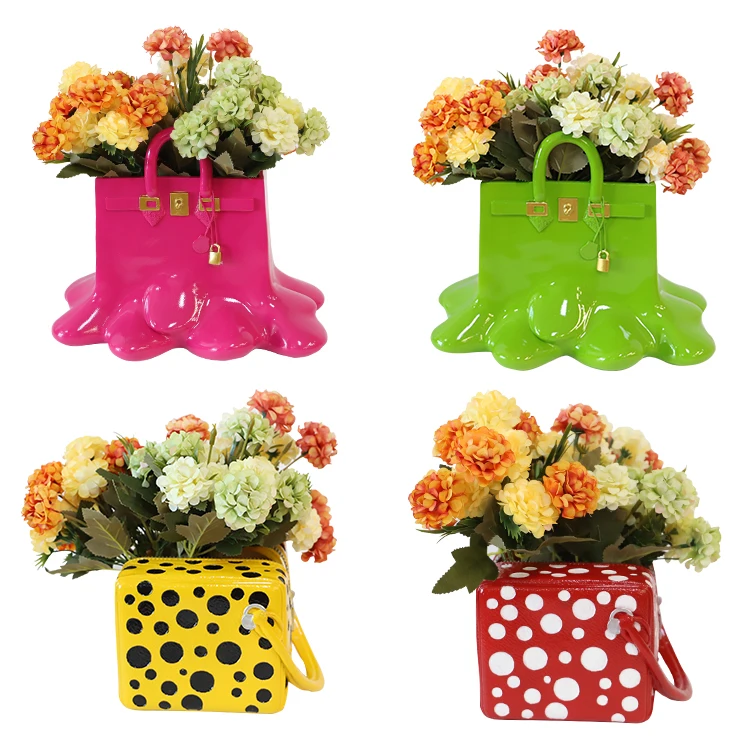 O&M Dried Flower Storage Vase Resin Bag Vase Resin Vases For Home Decor