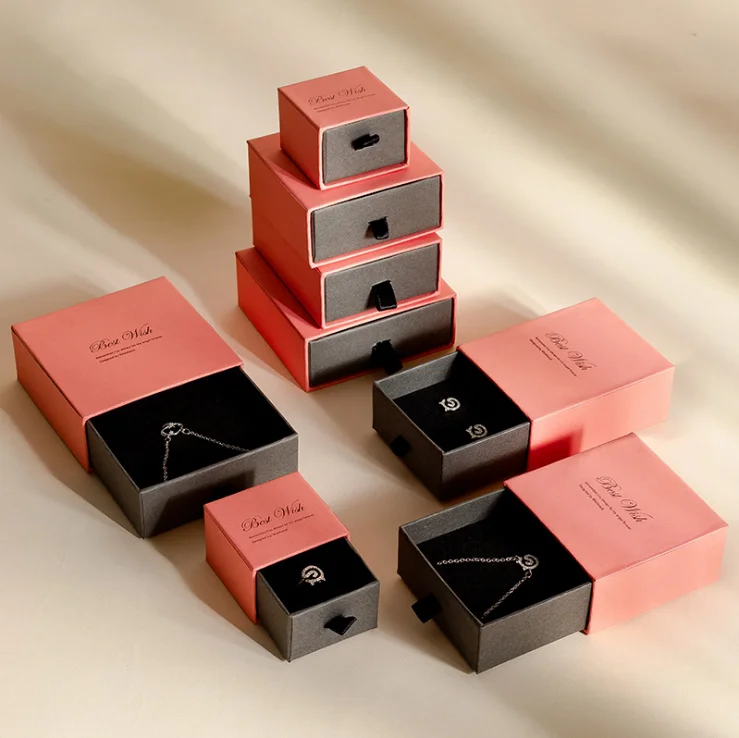 2022 hot selling personalized sliding jewellery paper box jewelry drawer box
