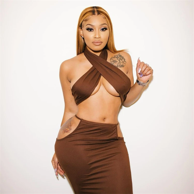 Новинка 2021, соблазнительное платье для ночного клуба с вырезами и завязкой на спине, комплекты из 2 предметов с юбкой, соблазнительные женские комплекты