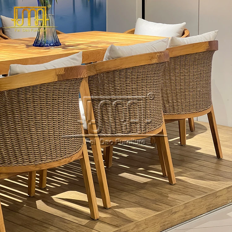 Teak Patio Furniture Family Meeting Outdoor Table And Chair Set