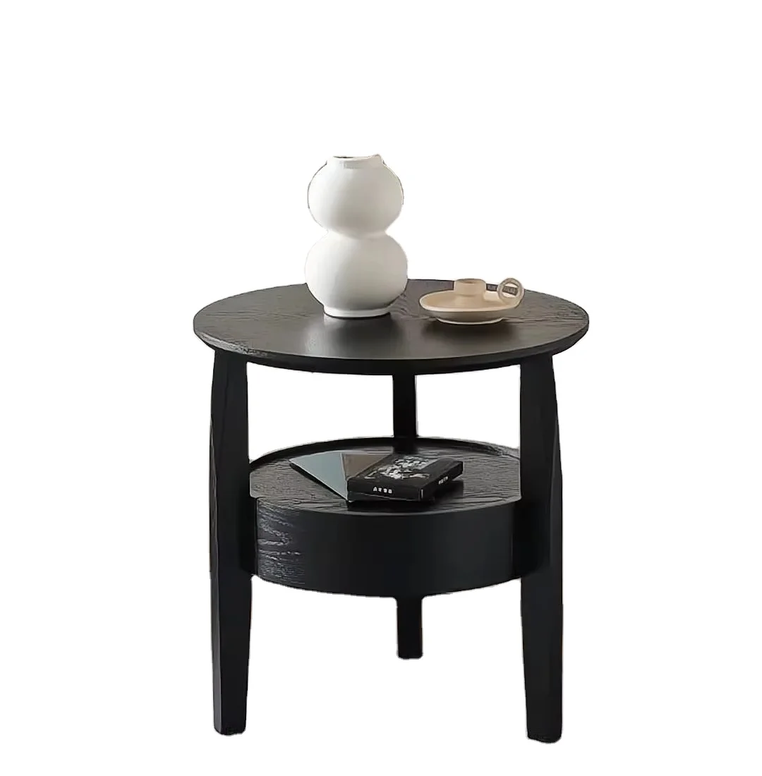 Italian minimalist designer practical type solid wood circular bedroom bedside cabinet small round Nightstand tea table