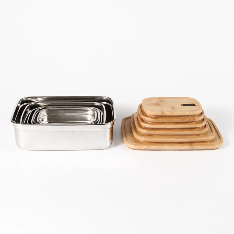 Factory Direct Sale bamboo Container Storage Tiffin  Wholesale Stainless steel bento Lunch Box set audlts