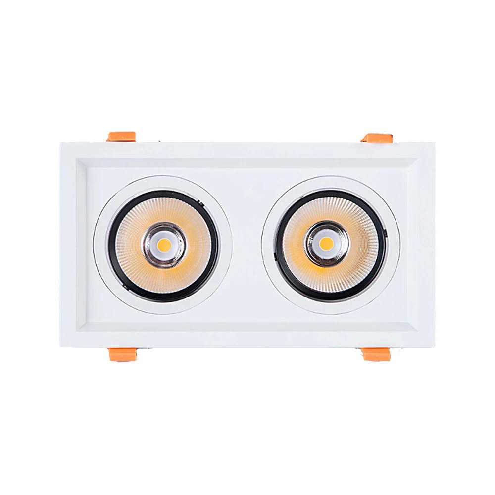 Single Double Triple Heads 7W 10W 12W 15W 18W 20W 25W Recessed Ceiling Grill Lamp Square COB Spot Light