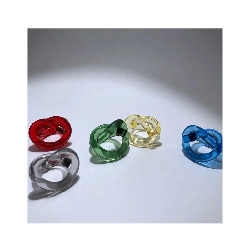 Independent Design Fashion Resin Acrylic Statement  know Jewelry Heart Ring Simple Knotted Love Heart Ring For Girls