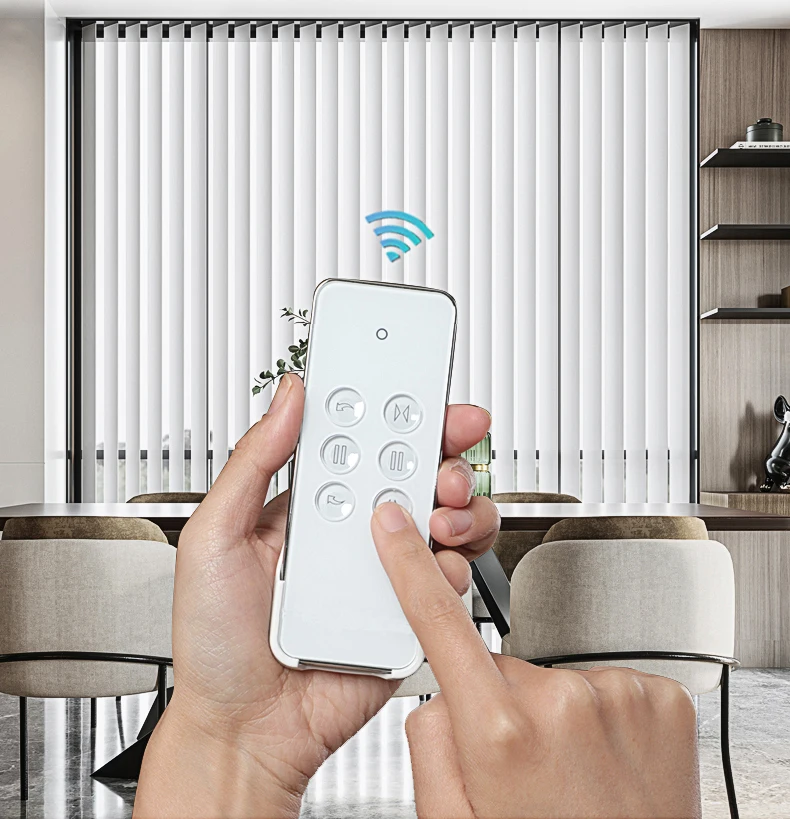 Motorized PVC Vertical Blinds Luxury Fabric Customized window accessories