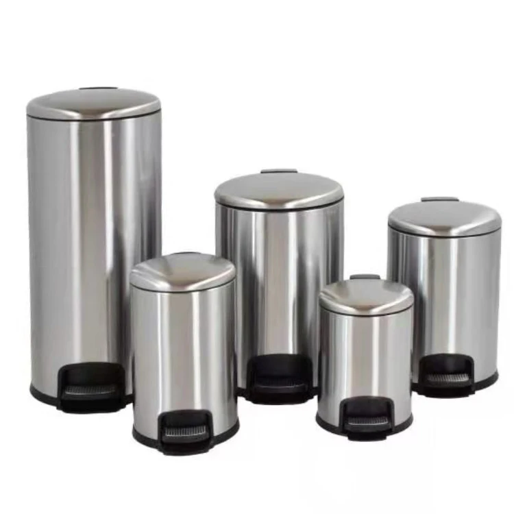8L Round Metal trash can rubbish bin stainless steel garbage can