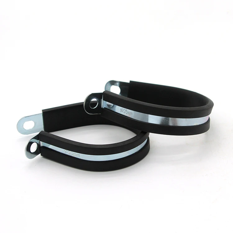 U-shaped belt with rubber strip pipe clamps with rubber insert pipe holder adjustable stainless steel hose clamp