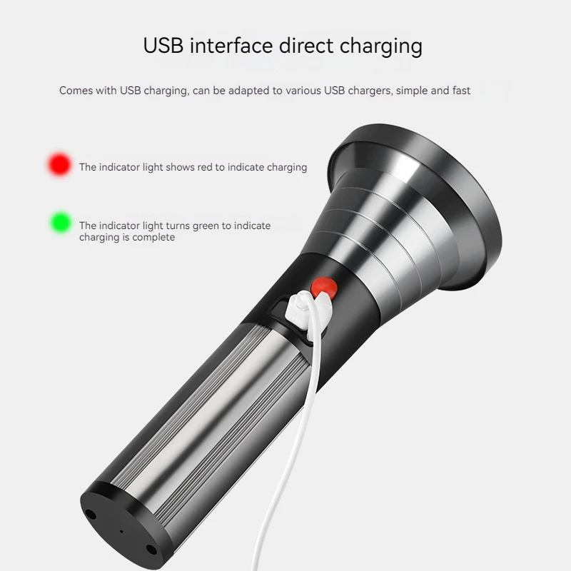 Водонепроницаемый USB Перезаряжаемый прожектор фонарь светодиодный фонарик большой диапазон с COB боковой свет