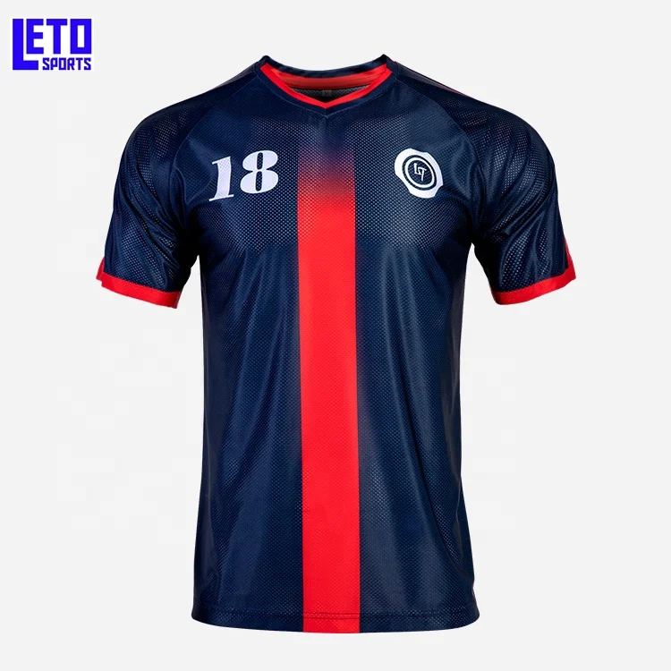 V neck blank soccer jersey custom football clothing navy blue