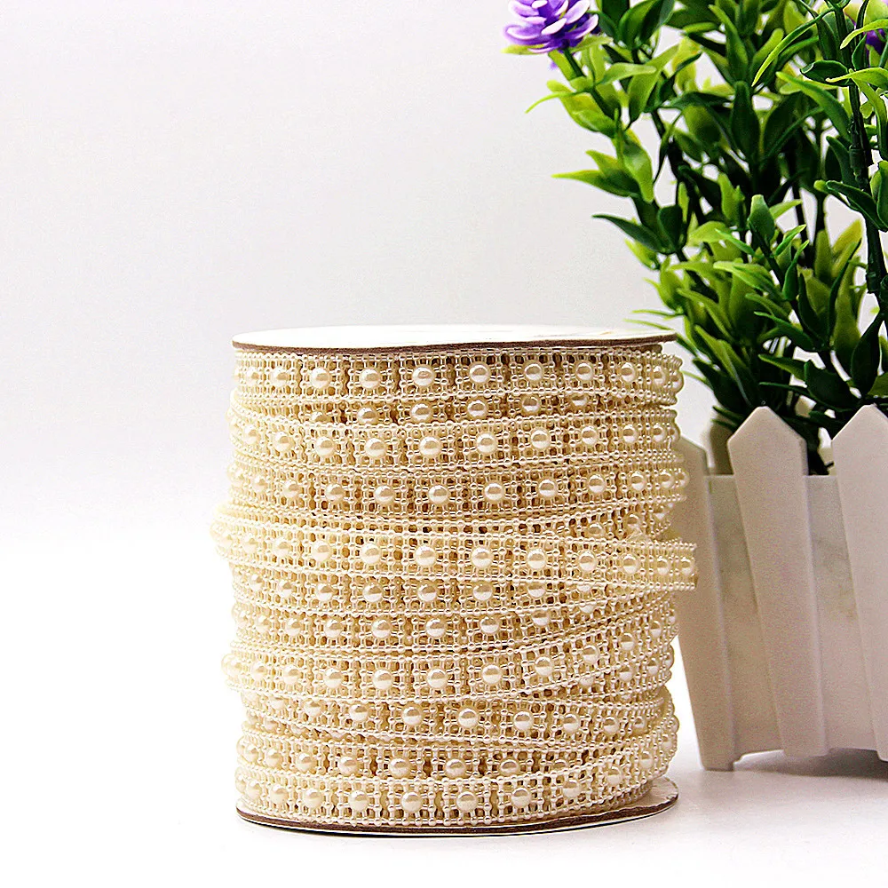 Stock wholesale 10mm square meter zigzag four corner plum blossom thread pearl bead chain handmade DIY bead roll