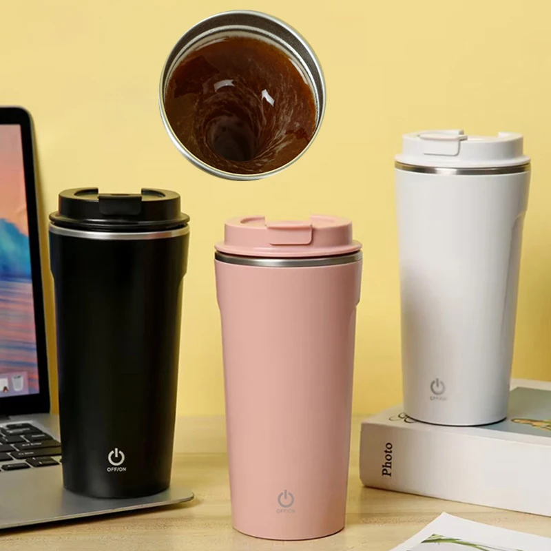 Rechargeable Type-c Electric Smart Drinkware Automatic Magnetic Self Stirring Mug Coffee Water Protein Mixing Cup With Usb Lid