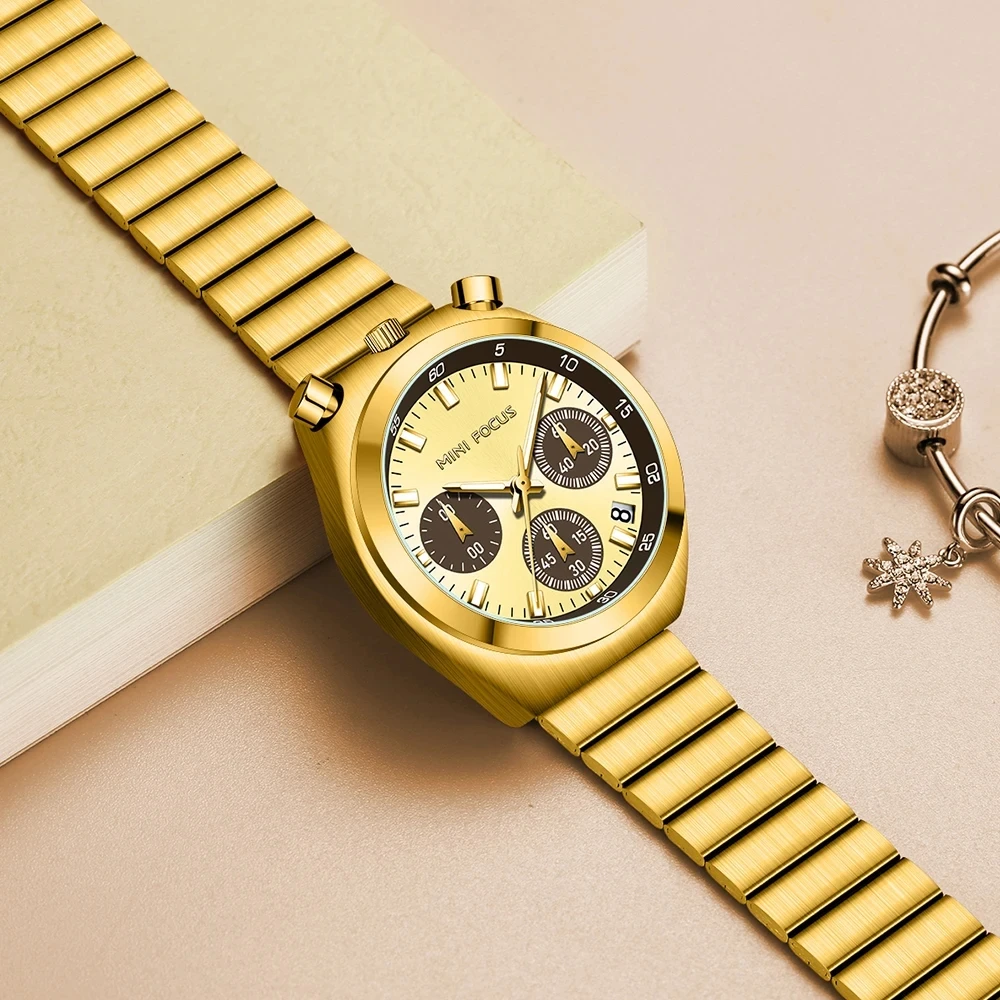 MINIFOCUS MF0491L Women Bracelet Watches Fashion Little Monster Womens Watch Multifunctional Panda Watch Steel Band Chronograph