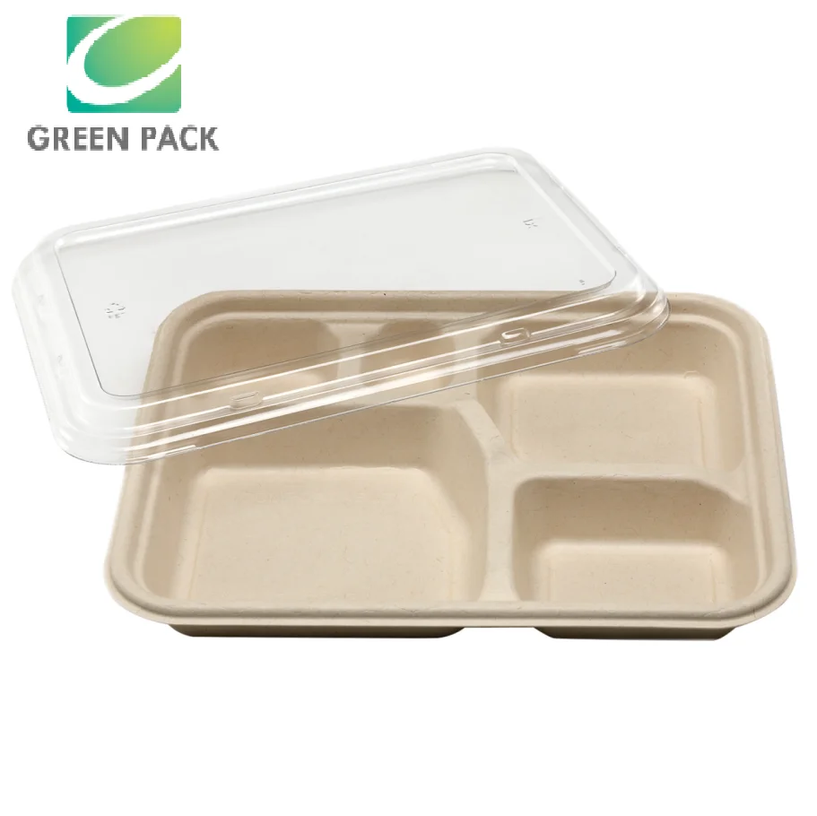 Biodegradable Sugarcane Bagasse Bento Box Disposable Pulp Products Food Packaging Container