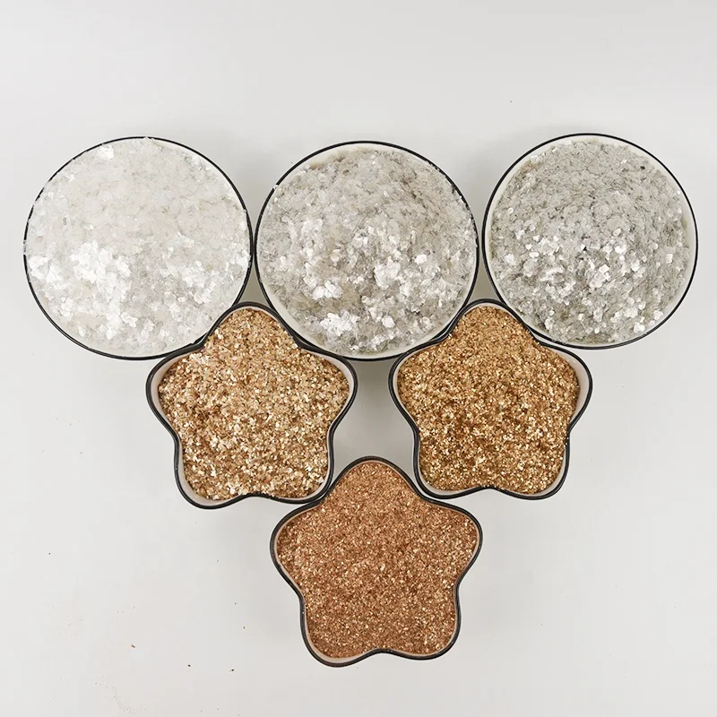 Muscovite Biotite Phlogopite Mica for Oil Drilling Synthetic Fluorophlogopite Mica Fragments Bag Silver White Golden Dimensions