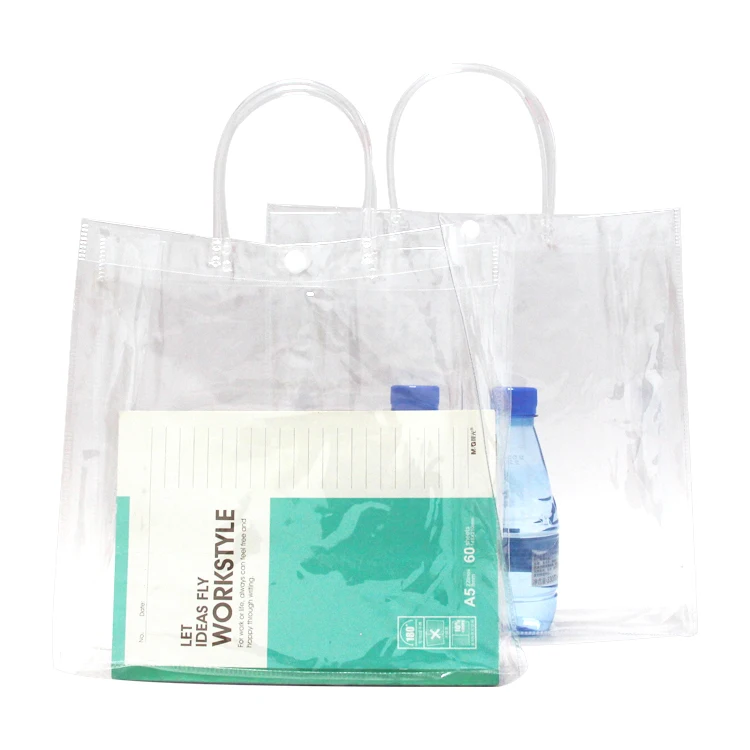 Clear Frosted Large Packaging  Transparent Bottle Bag Pretty PVC Hot Water Bag For Gifts With Handle
