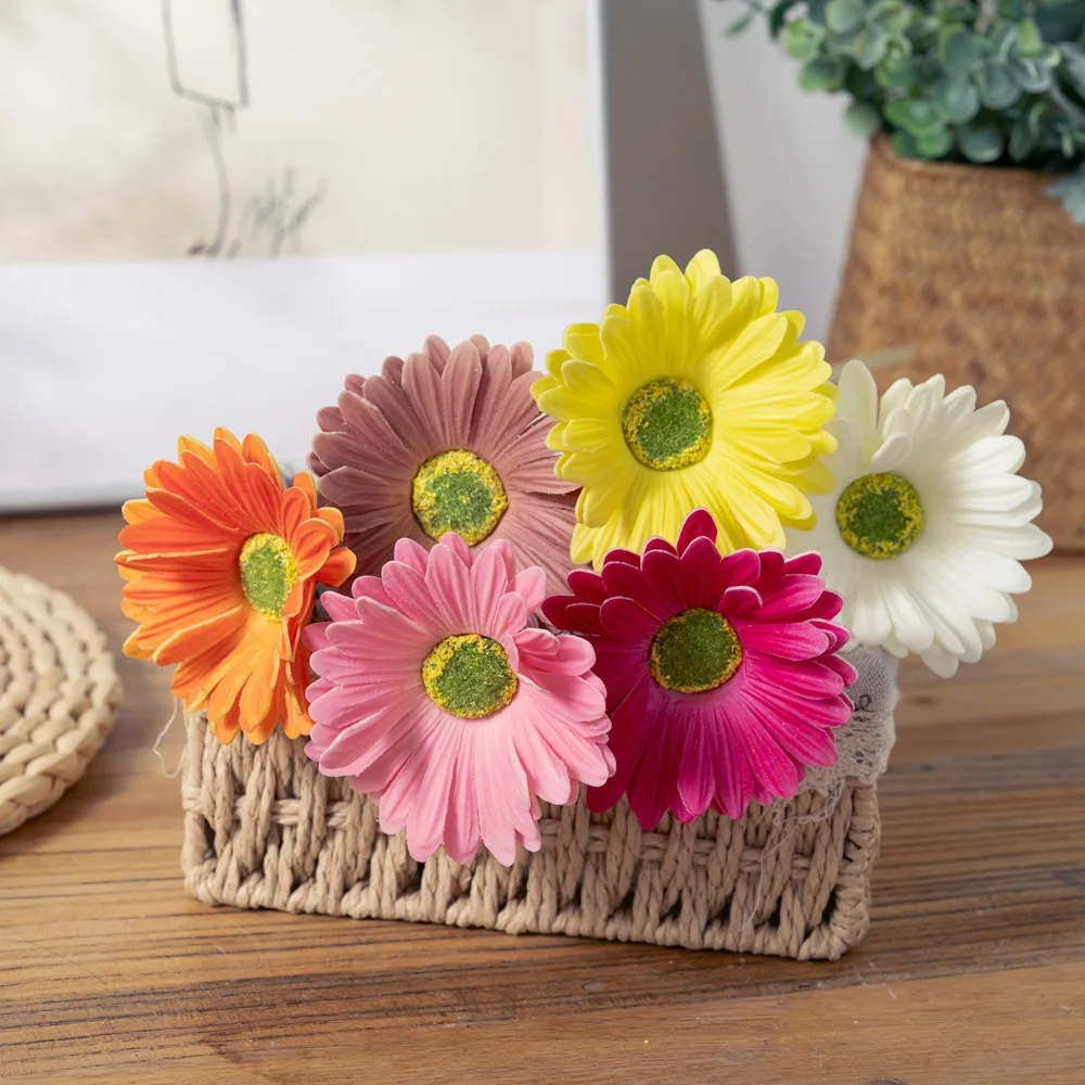 Оптовая Продажа Искусственные цветы маргаритки из искусственной кожи Гербера для домашнего свадебного декора