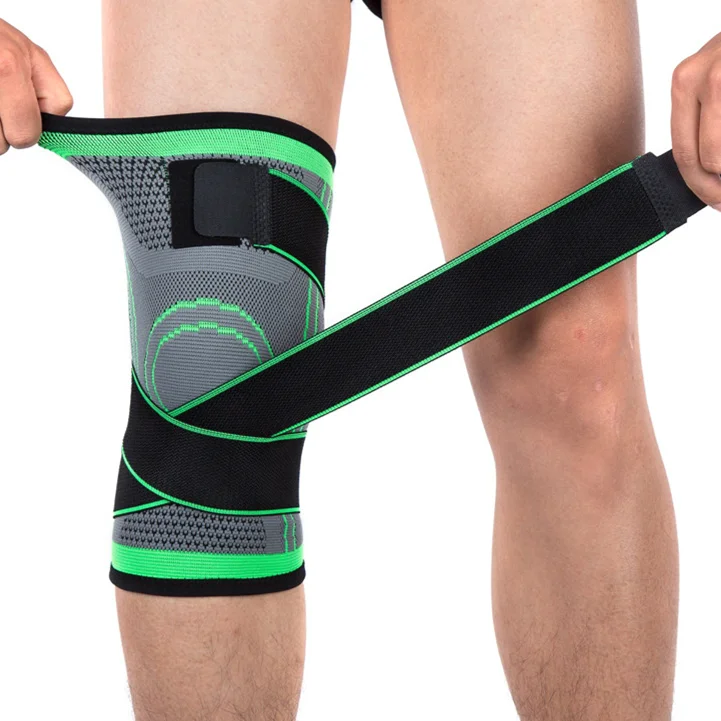 Adjustable Black Nylon Knee Support Brace Orthopedic Compression Knee Sleeve With Strap