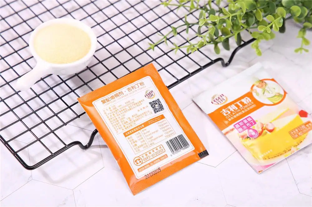 
10g/bag Unflavored Food and Beverage cheap price bulk wholesale halal fish Gelatin powder for cake/jelly/pudding 
