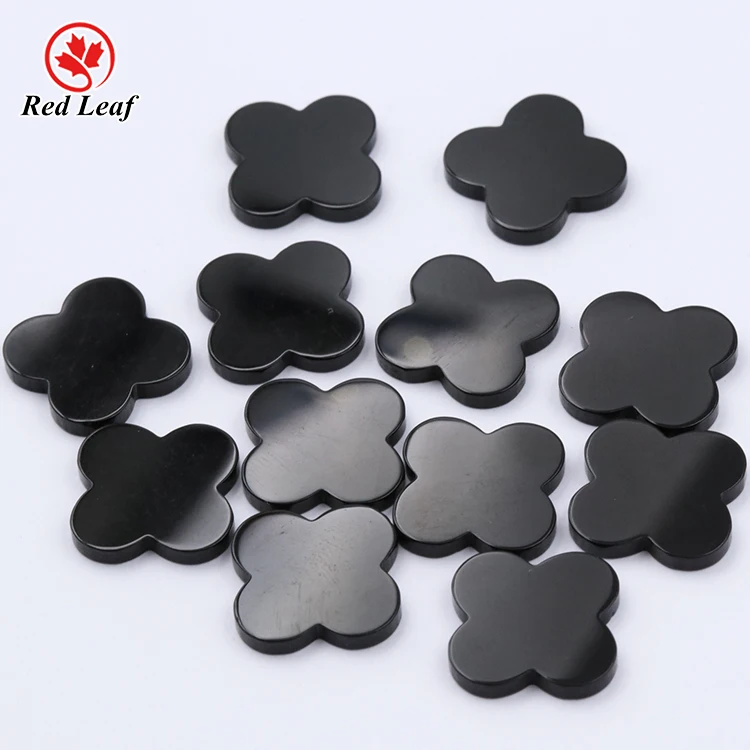 Redleaf Wholesale Black Onyx agate stones Clover Four Leaf Clover Stone For Jewelry Making