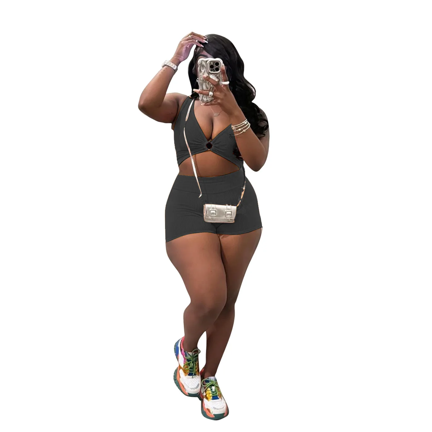 Striped Short Sets Sleeveless Ribbed Washed Summer Halter Backless Crop Top And Shorts Women Two Pieces Sets Matching Sets