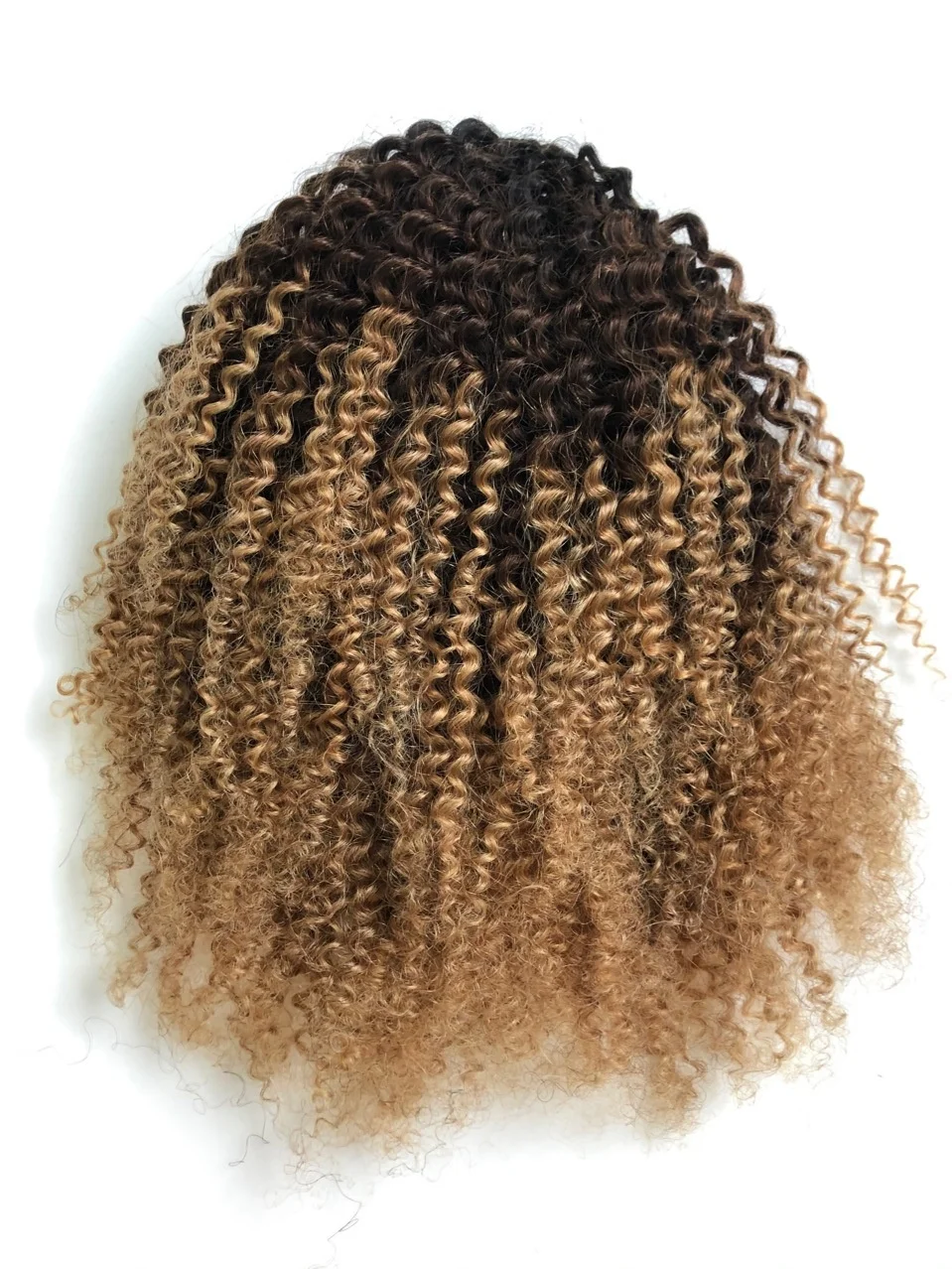 wholesale stock  Ombre  blonde  T1B 27 Afro Kinky Curly Drawstring Human Hair Ponytail hair extension