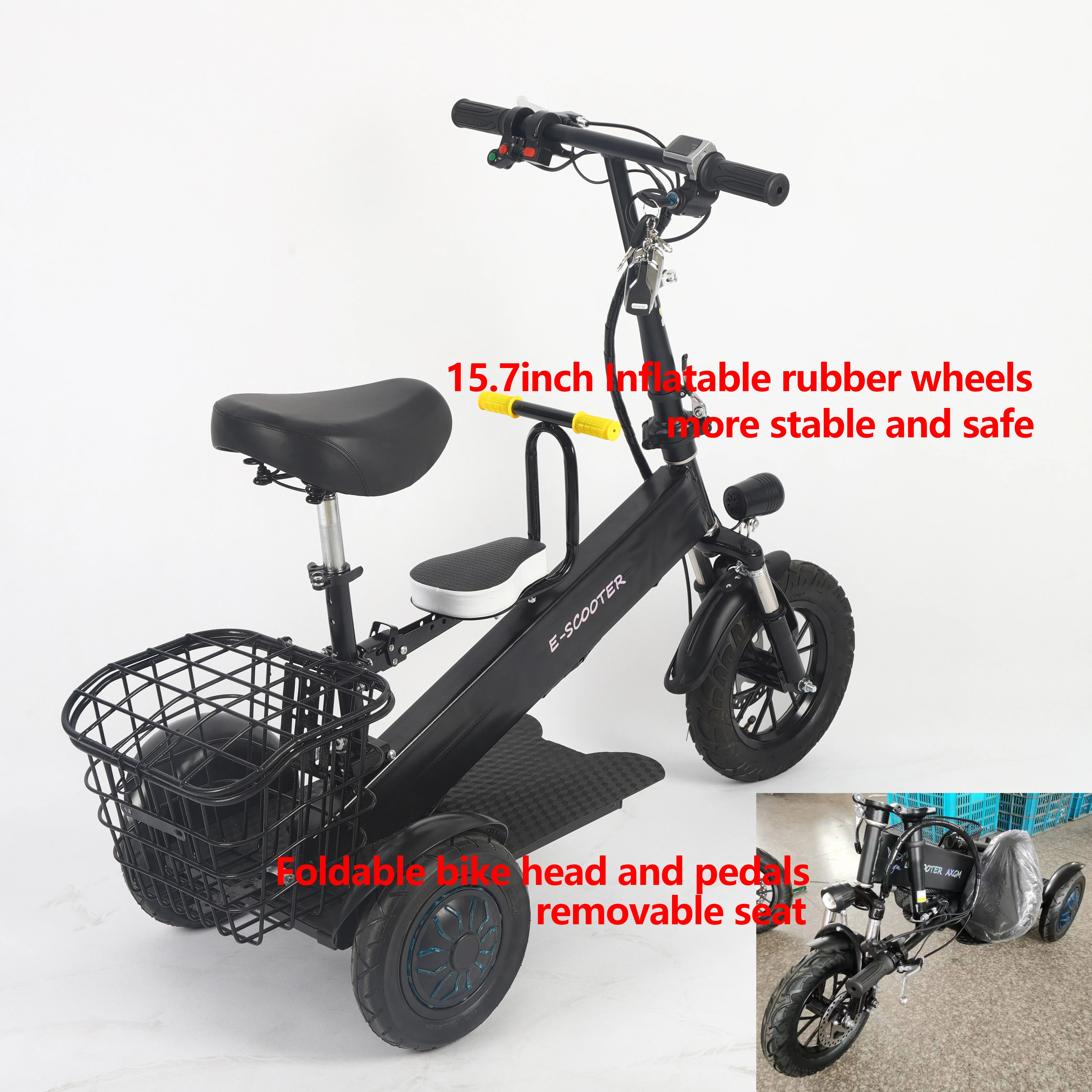 electric trike scooter e bicycle electric bike 3 Wheel Powered Portable Ultra Compact Collapsible Design mini electric bike
