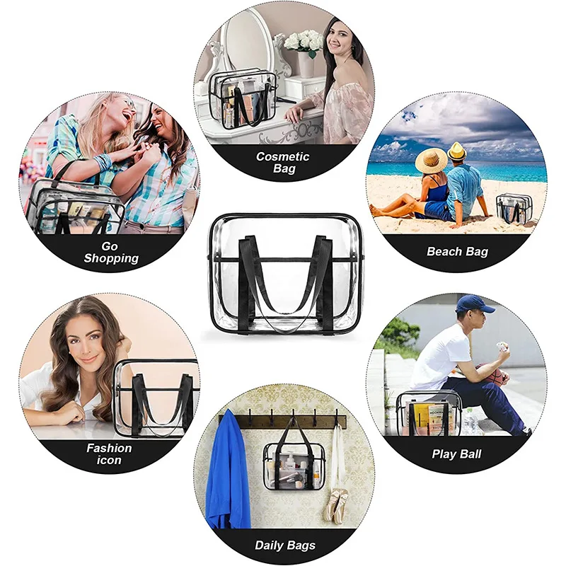 Waterproof Travel Clear Toiletry Bag Thick Transparent Cosmetic Bag Makeup Bag with Handle