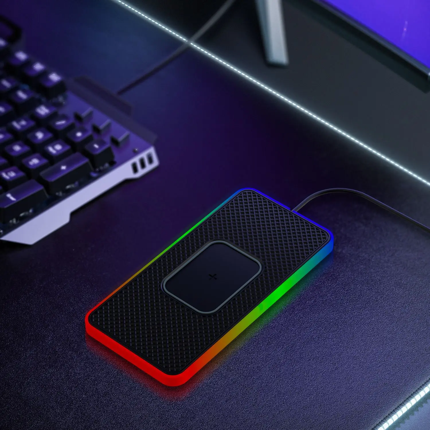 Rgb легкий автомобильный беспроводной телефон зарядное устройство 15 Вт Быстрая зарядка беспроводное для Cel автомобильное