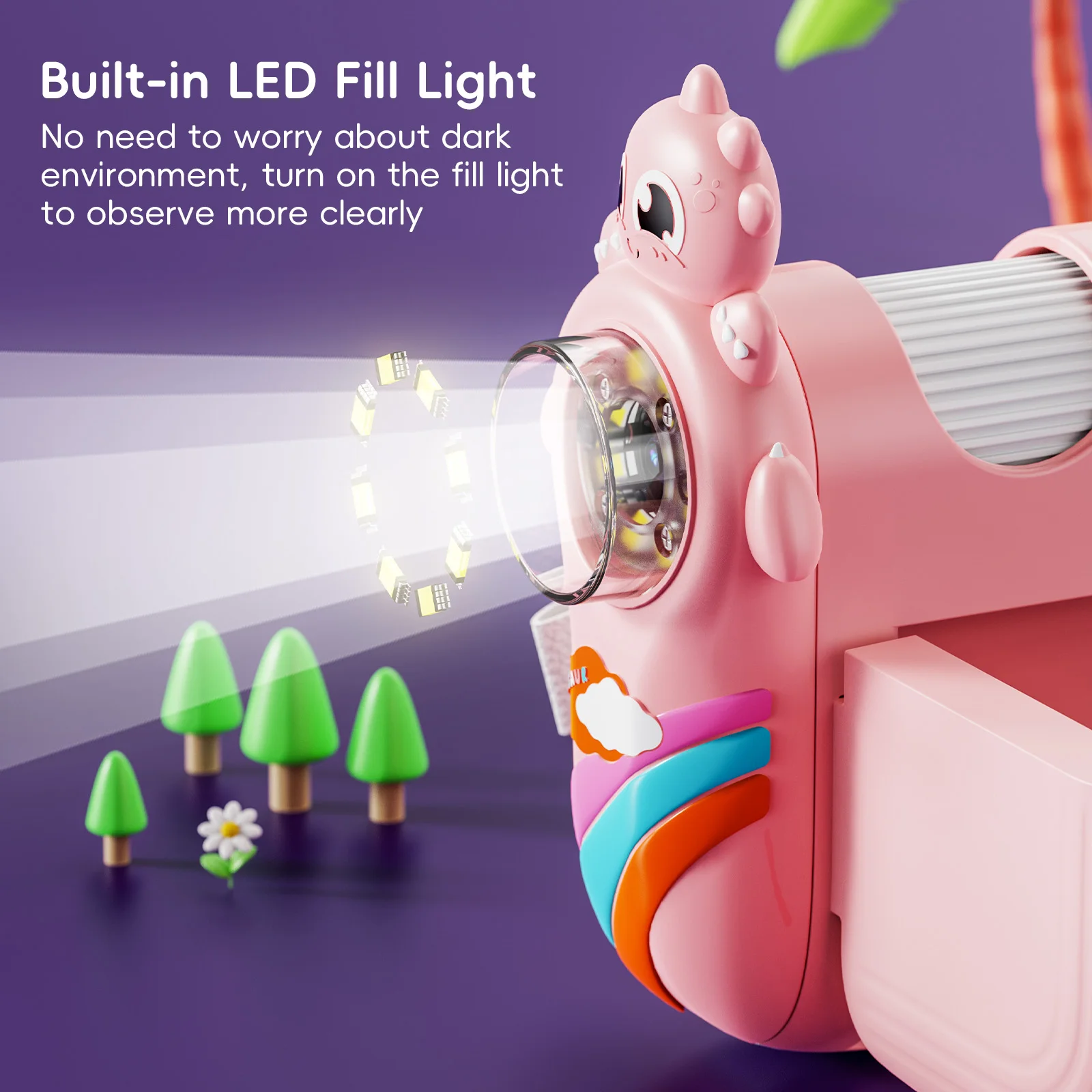 Manufacturer Hot Sale Children Student Scientific Study With LED Lights 1000X 1080P 2MP Handheld Pocket mini microscope for kids