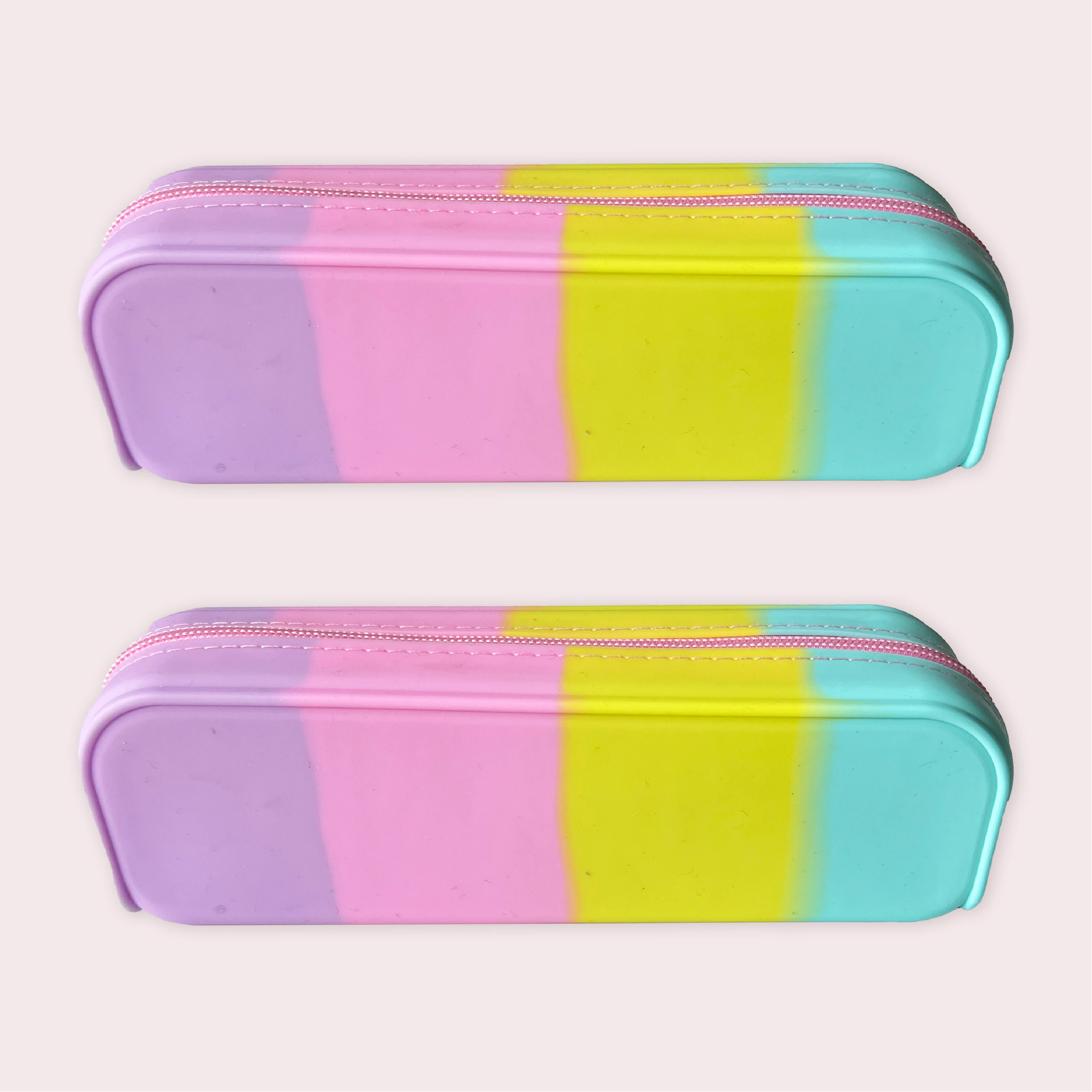 Creative stationery OEM rainbow colorful silicone wholesale waterproof pencil case pen bag