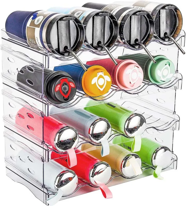 Customized Stackable Wine Rack Water Bottle Organizer  for Refrigerator Cabinet Countertop