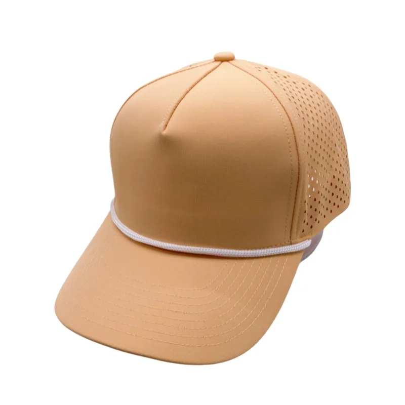 OEM wholesale Summer hip hop outdoor sport mesh Europe American Laser perforated waterproof trucker hat with rope