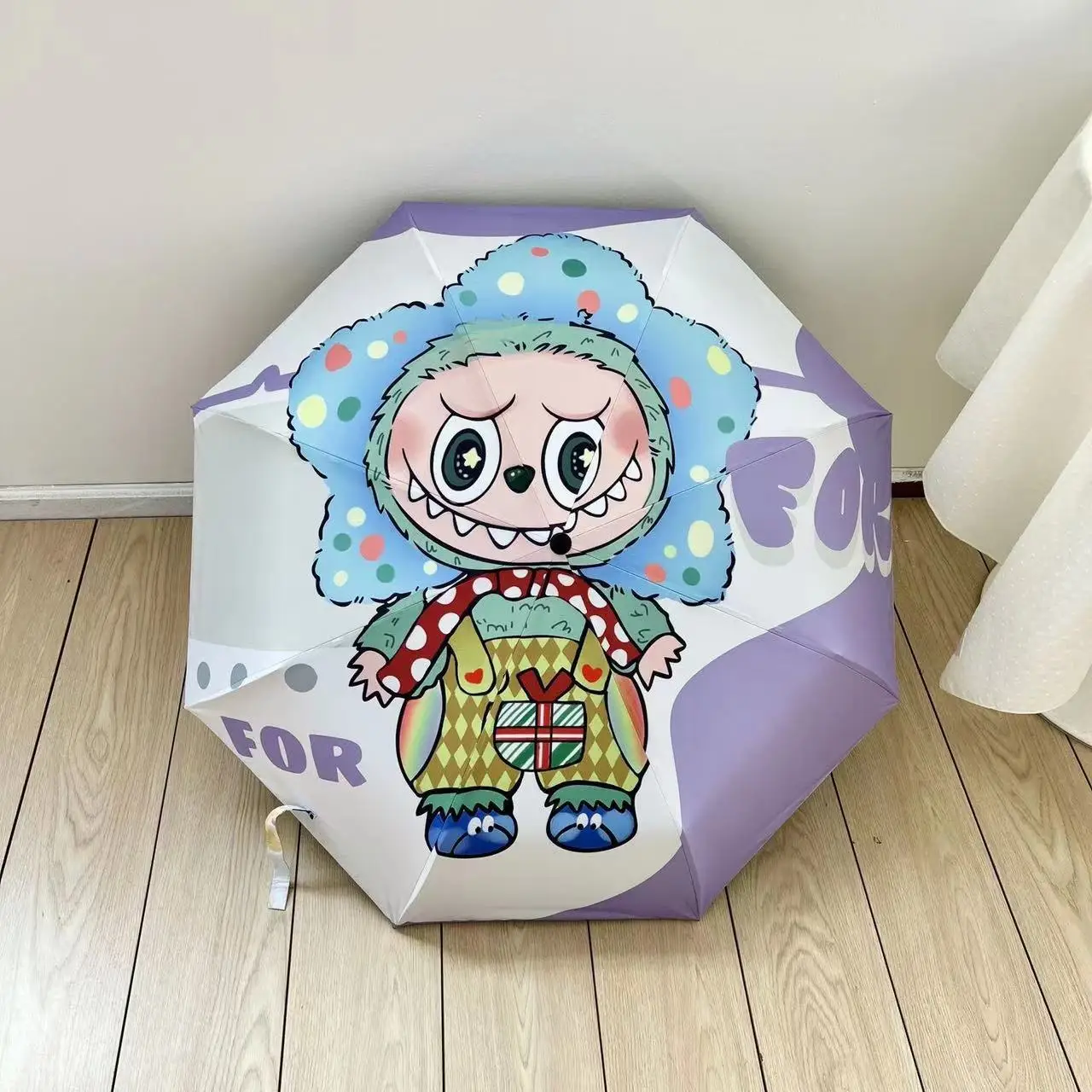 Мультяшный Зонт с принтом Labubu полностью автоматический зонт от солнца Мультяшные рекламные подарки всепогодный тройной складной