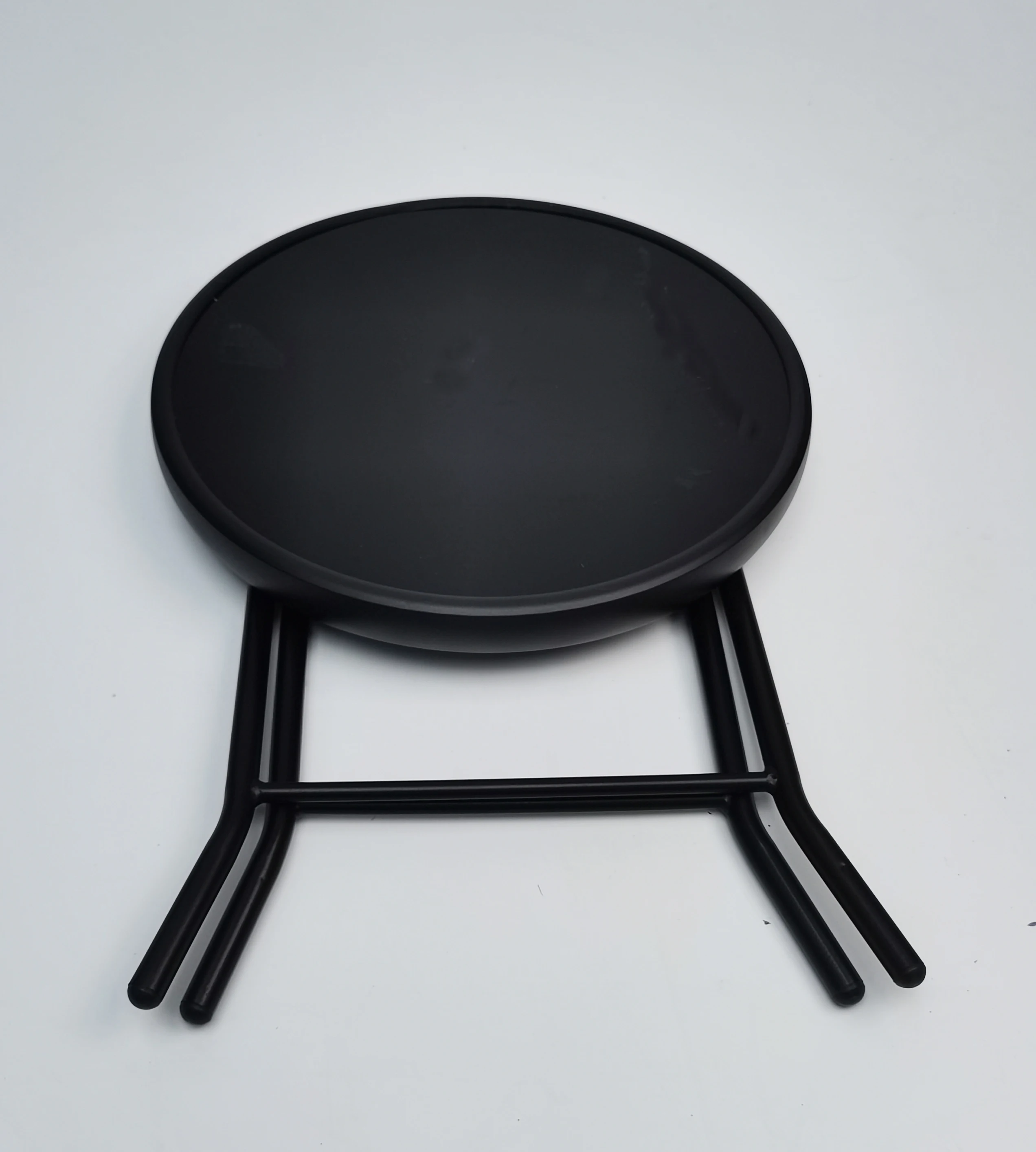 Hot Selling Round Shape Stainless Steel Folding Table Portable Outdoor Coffee Table Bistro Top Temper Glass Table