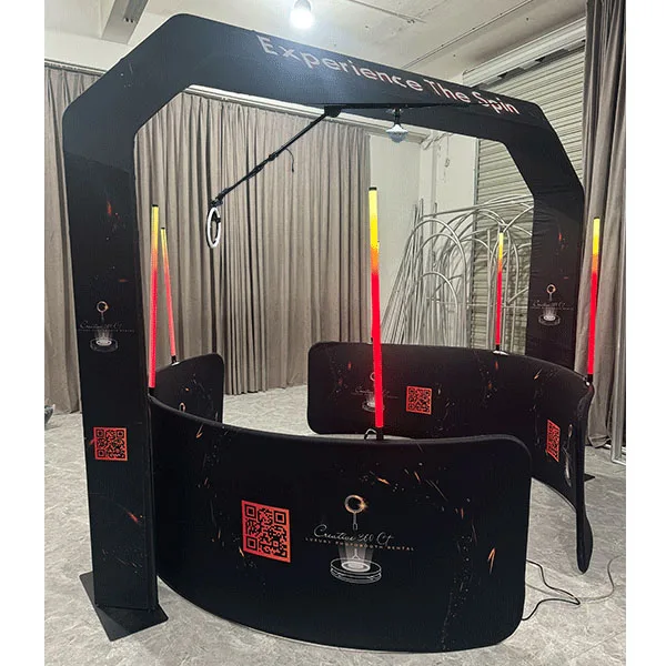 Wedding Supplies Overhead 360 Rotating Photo Booth Rgb Led Ring Lights Sky Top Spinner Portable 115Cm 360 Photo Booth