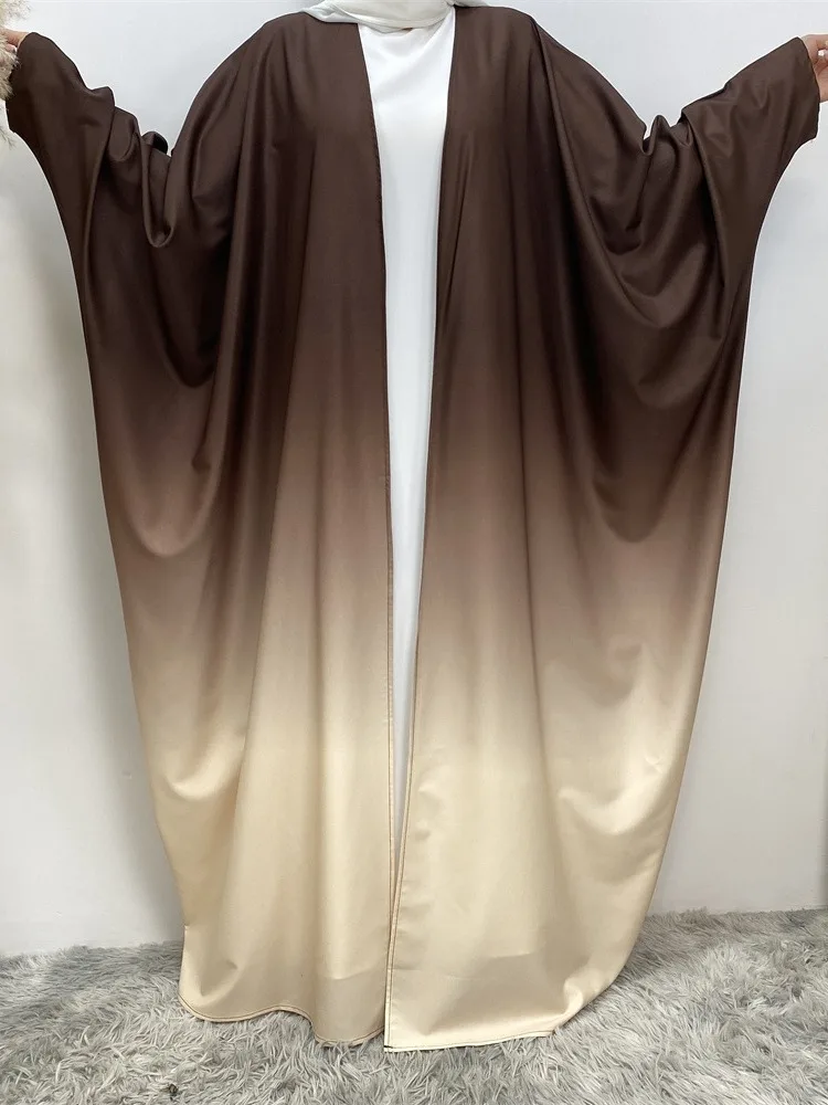 Wholesale stunning gradient Muslim clothing bat sleeves with open front, size 5 loose gradient robe