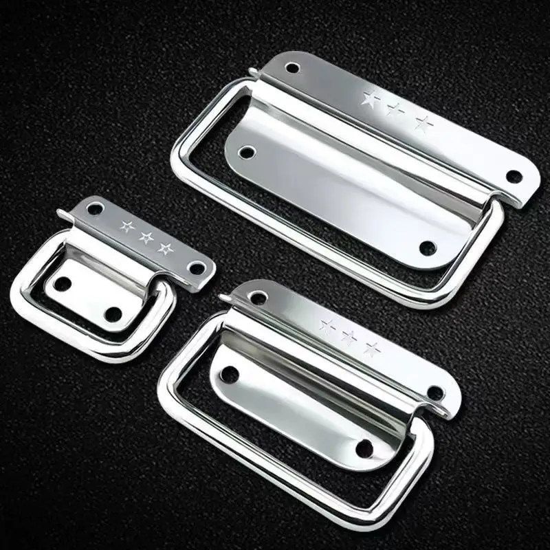 2024 Trending Stainless Steel 201/304 Furniture Handles Screws Installed Folding Pulls for Equipment Cabinet Hardware Accessory